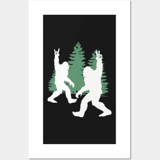 Bigfoot and Sasquatch Crossing Paths in the Woods, Yeti, Yowi, Funny, Science Fiction, Sasquatch Design, Cryptid, Cryptozoology Posters and Art